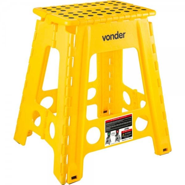 Banqueta Plástica Dobrável, Amarela, Altura 450 mm, Vonder