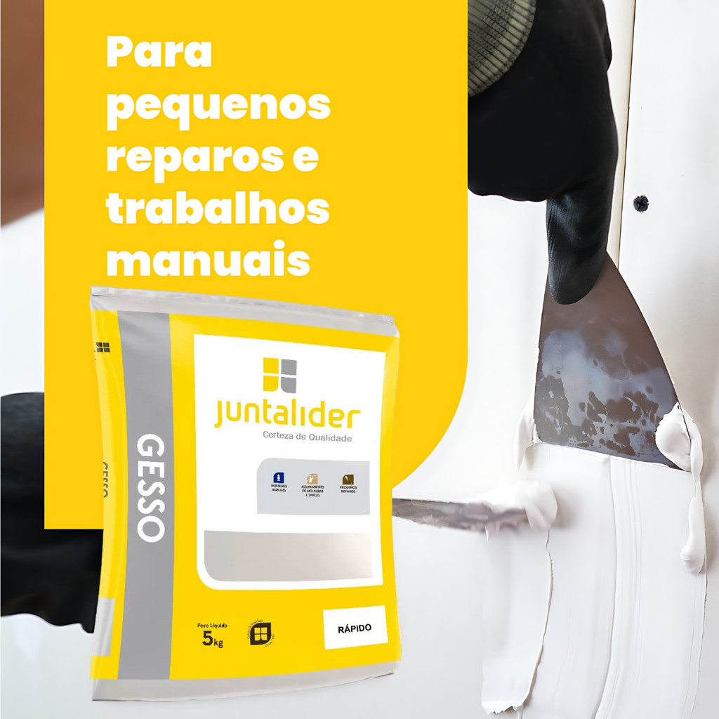 Saco De Gesso Rápido 5kg P/ Molduras Reparos Manuais Branco em Oferta na Shopee