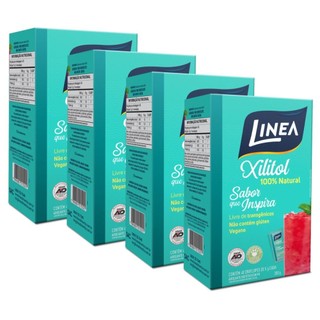 Kit 4 Adoçantes em pó Xilitol Linea 40 Sachês de 5g em Oferta na Shopee