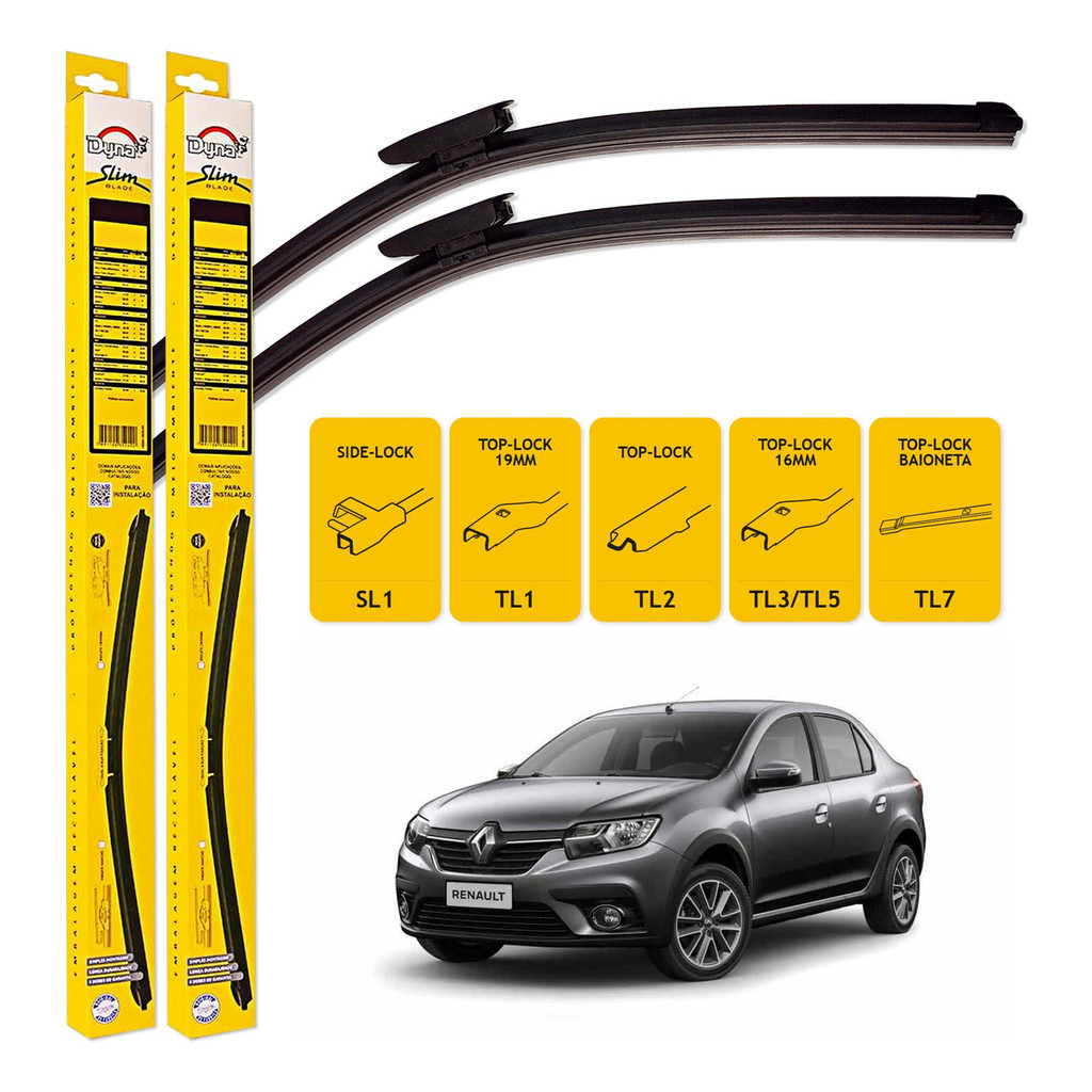 Palhetas Dyna Limpador Parabrisa Renault Logan 2013 A 2025
