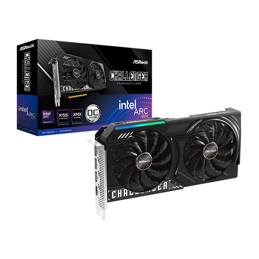 Placa de Vídeo Gpu Asrock Intel Arc B570 Challenger 10g Oc 160 Bits (B570 Cl 10go) 90-Ga5kzz-00uanf