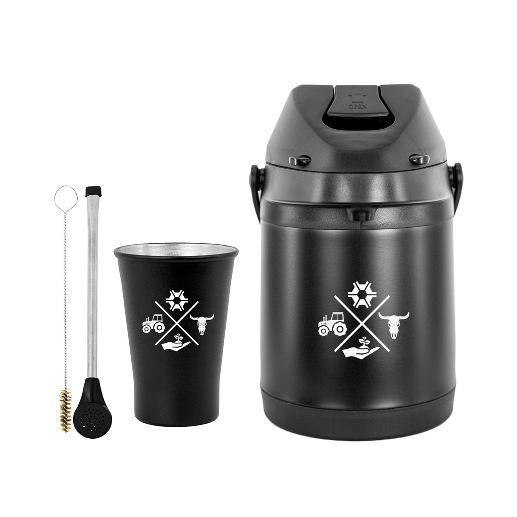 Kit Tereré Garrafa Térmica 2.5l Preta Bomba Tradicional Alumínio Plástico Preta Copo Alumínio Preto 280ml em Oferta na Shopee