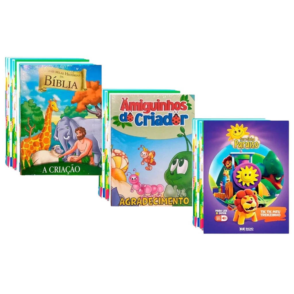 Kit 24 Livrinhos História Divertidos Histórinhas Amiguinhos do Criador+Turminha Paraiso + A criação em Oferta na Shopee