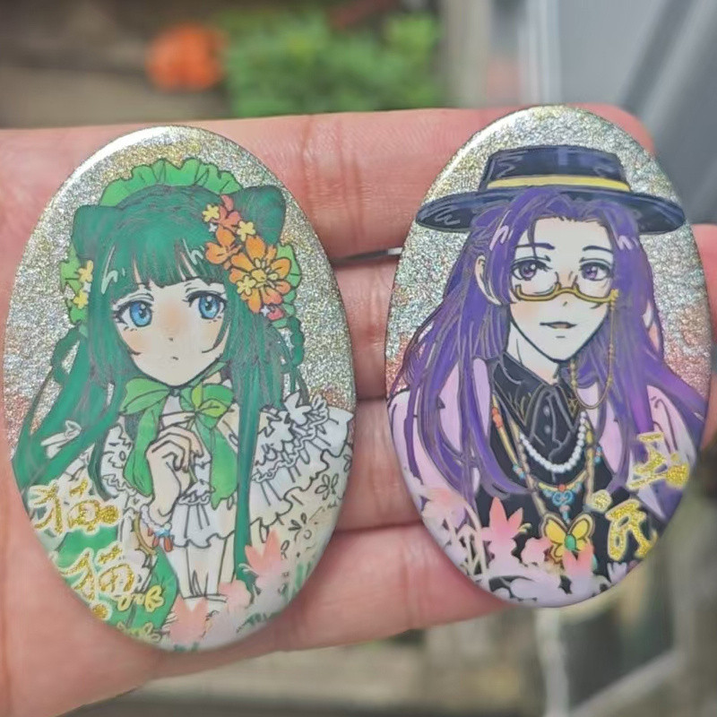 2 Unidades/Conjunto Kusuriya no Hitorigoto The Apothecary Diaries Oval anime Crachá Broche Pin Maomao Jinshi Cosplay Bad — imagem 2 de 2