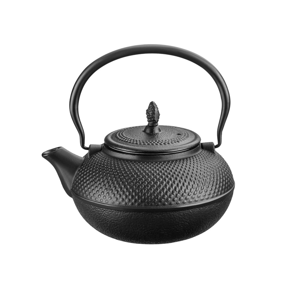 Chaleira de Ferro Fundido Esmaltada 1,5L na cor Preta c/ Coador Inox MTA - 9045