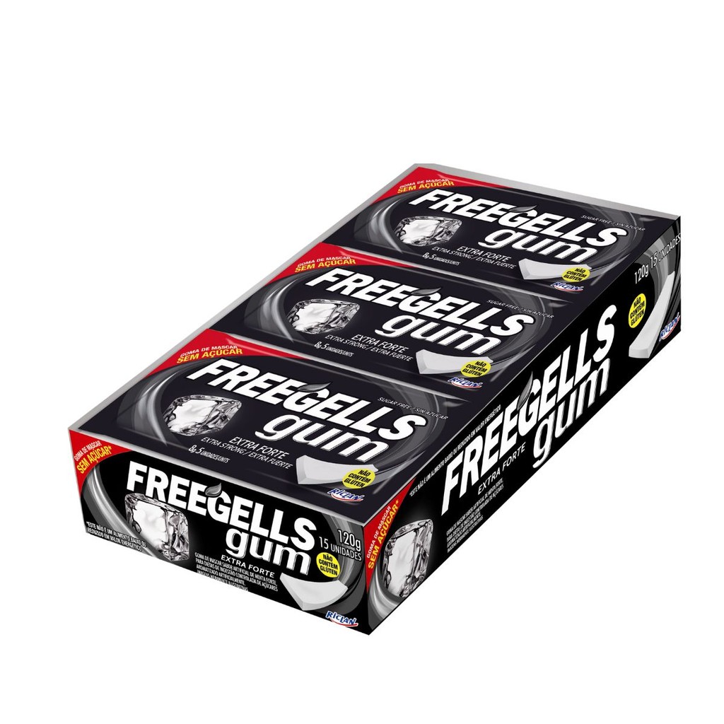 Chiclete Freegells Gum | Extra Forte 15 Display x 8g Refrescante