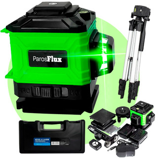 Nível A Laser Verde 12 Linhas Esquadro + Suporte + Tripé Recarregavel Profissional Prumo Autonivelante 2 Baterias Com Co