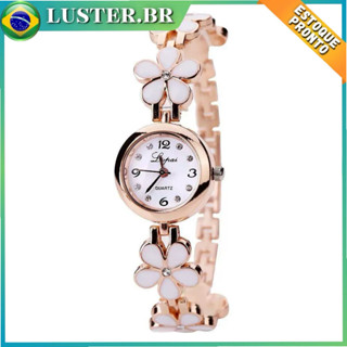 Relógio De Quartzo Feminino Moda Simples Flor Relógio De Quartzo Feminino Relógio De Pulseira Branco Preto em Oferta na Shopee