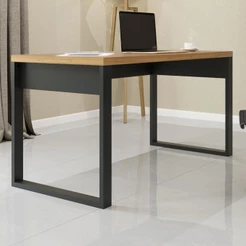 Mesa Escrivaninha Industrial 100% Mdf Freijó/Preto Fosco F20 - Pradel