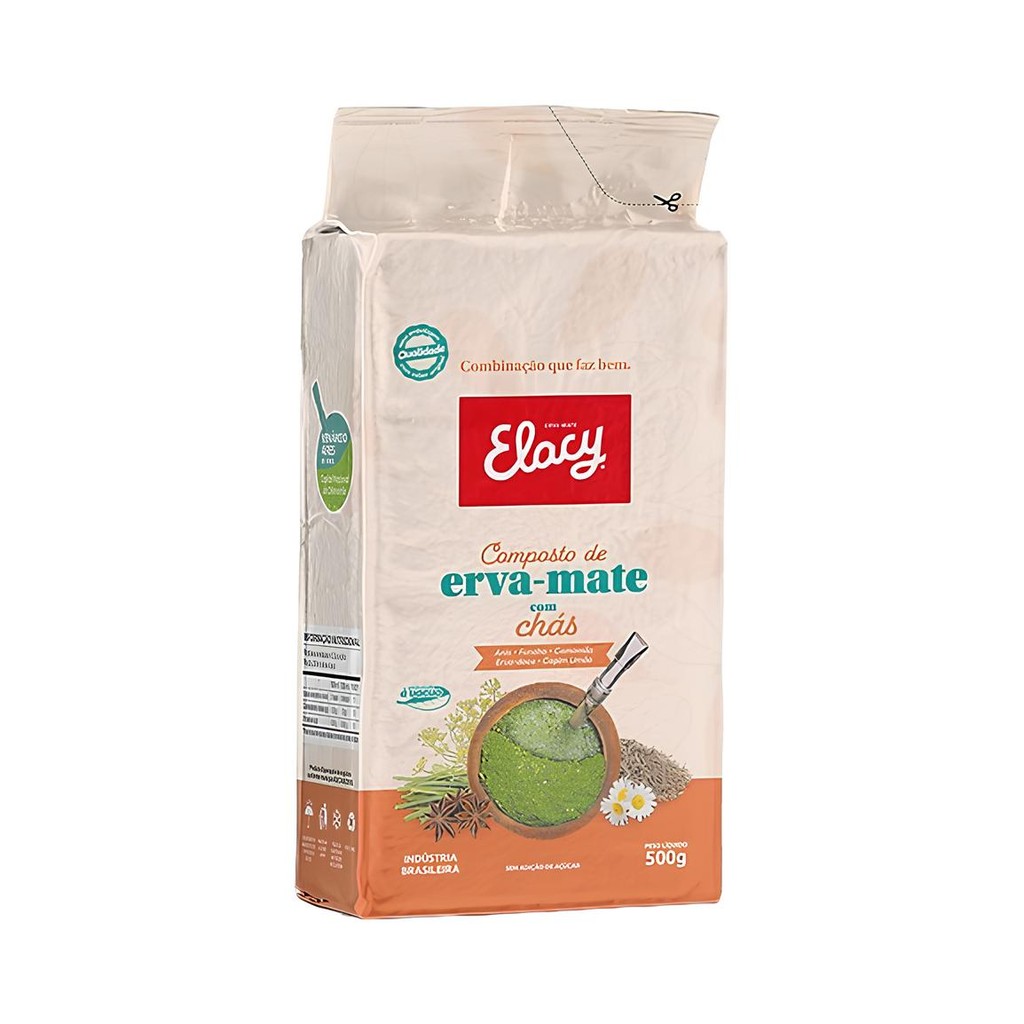 Erva Mate Chimarrão ELACY COMPOSTA CHÁS Vácuo 500g