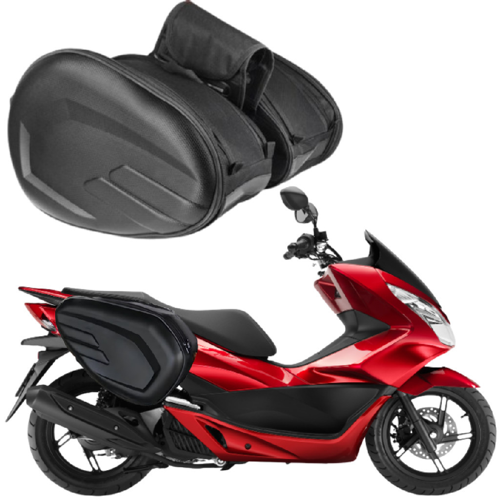 Alforge Moto Bolsa 58L Bau Bag Lateral Viagem Passeio Honda Pcx 150 160 Scooter