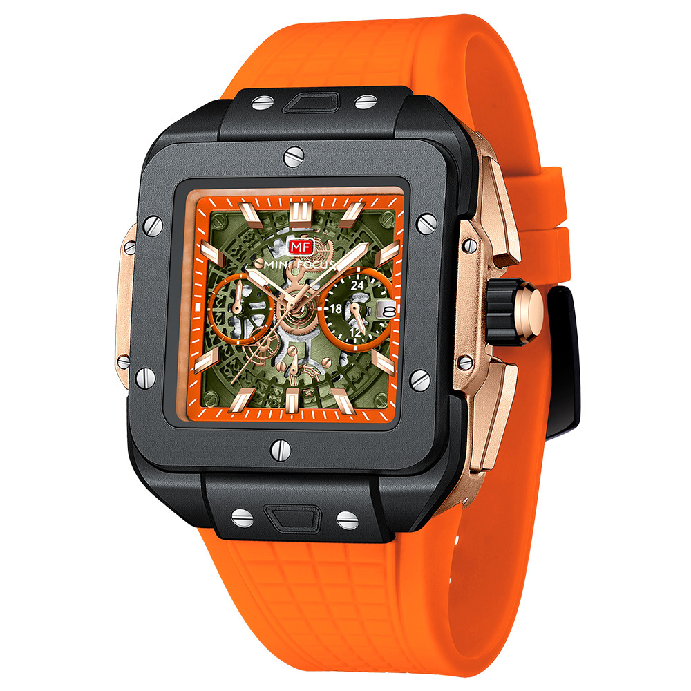 Relógio De Esqueleto Masculino Moderno Com Caixa Quadrada , Design De Estilo Mecânico