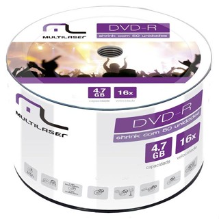 DVD-R 4.7GB 16x - Tudo com 50 Unidades - Multilaser DV061 em Oferta na Shopee
