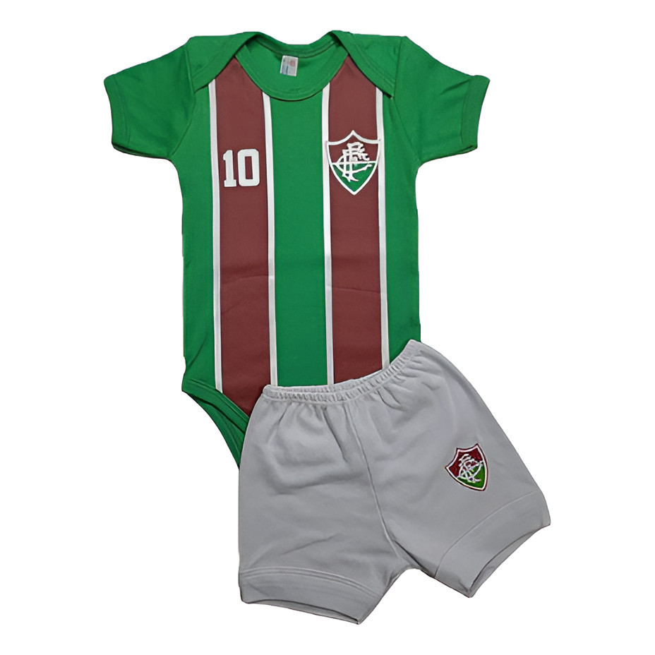Body Bebê Tricolor Flusão C/ Short Branco Bori Fluminense