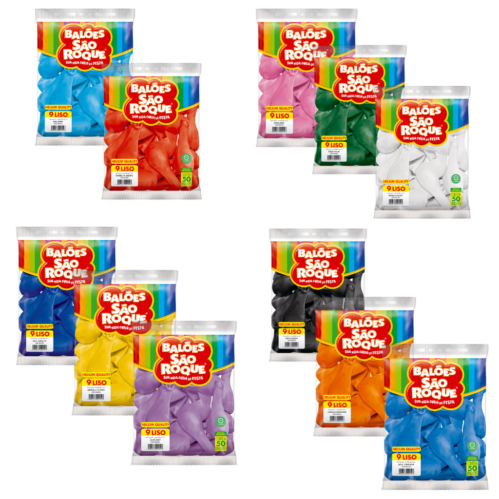 50 Balões Festa Aniversario Bexiga N°9 Grande Varias Cores em Oferta na Shopee