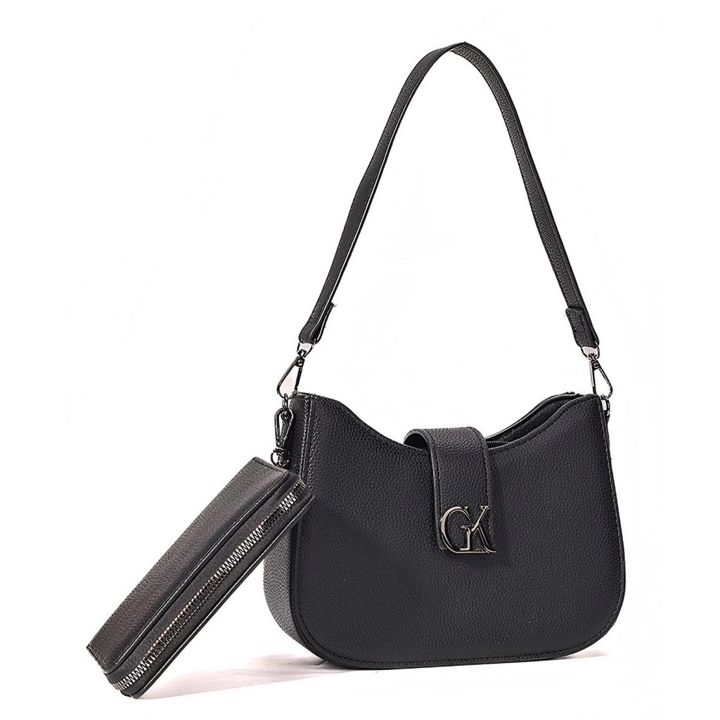 Bolsa Conjunto Bolsa e Cateira De Ziper de Ombro Feminina em Couro PU com Material de Alta Qualidade