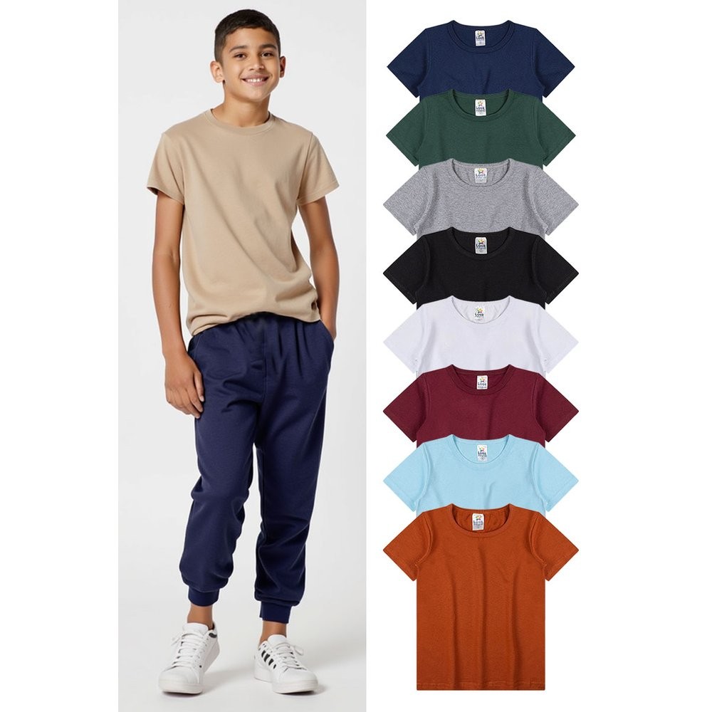 Kit 4 Camisetas Básicas Infantil Menino Confortáveis Práticas e Estilosas - Sortido