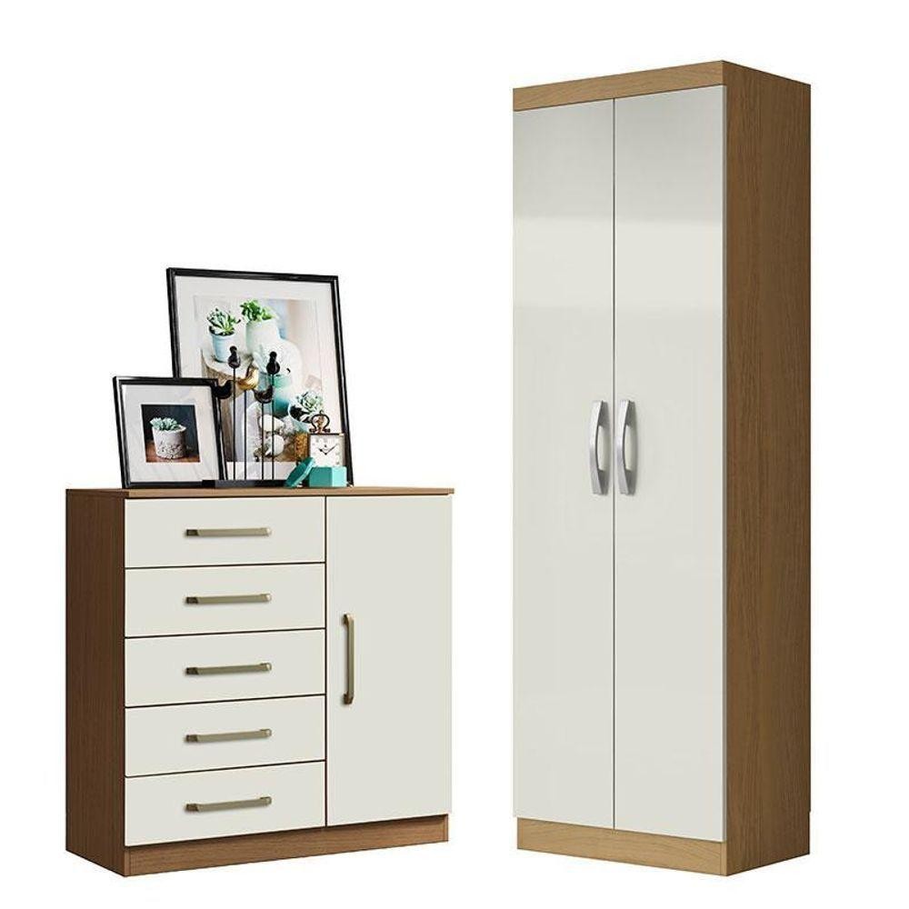 Cômoda Sapateira Milão 2014145 E Armário Multiuso New 2000192 Atacama Off White - Aramóveis em Oferta na Shopee