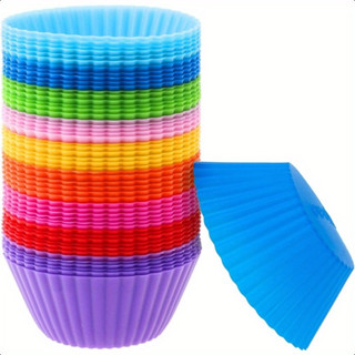 Kit Forminhas Silicone Redonda para Cupcake 7 cm para Assar Bolos 12 peças em Oferta na Shopee