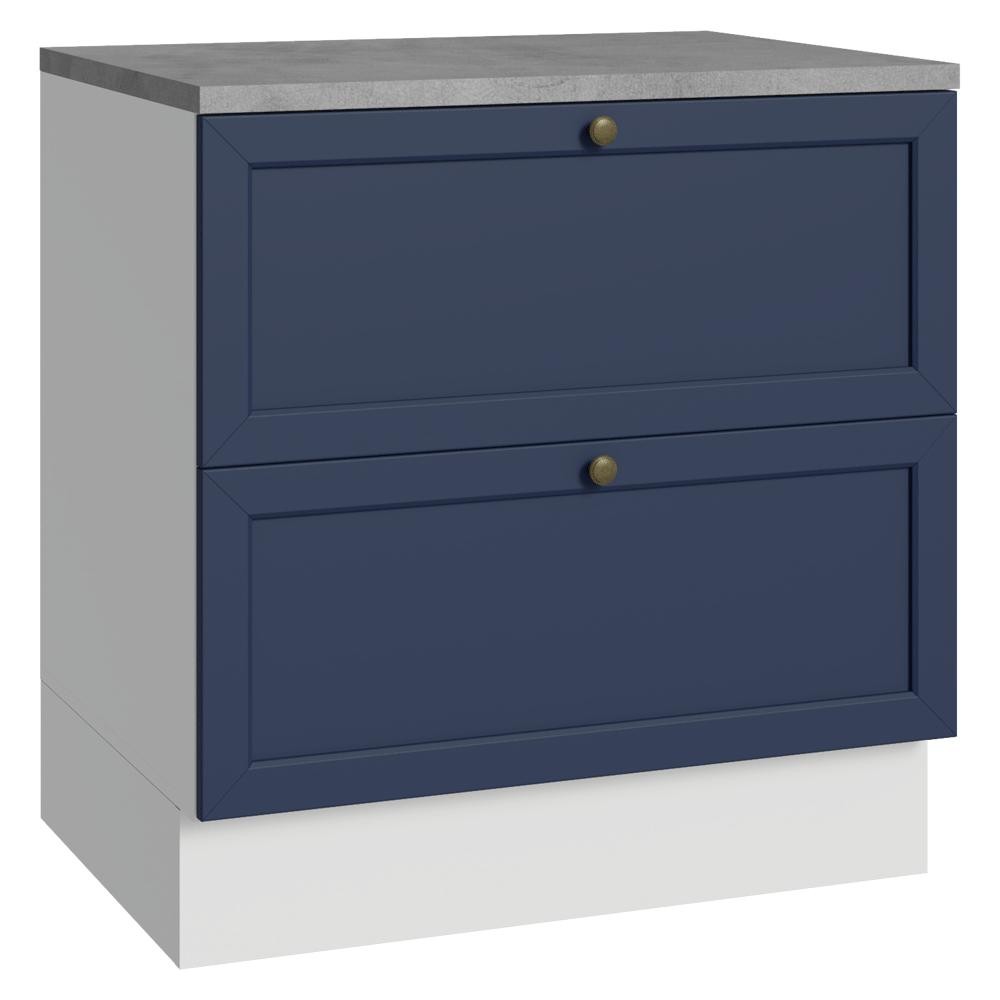 Balcão de Cozinha 80 cm 2 Gavetas Branco/Azul Vik Madesa