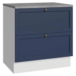 Balcão de Cozinha 80 cm 2 Gavetas Branco/Azul Vik Madesa