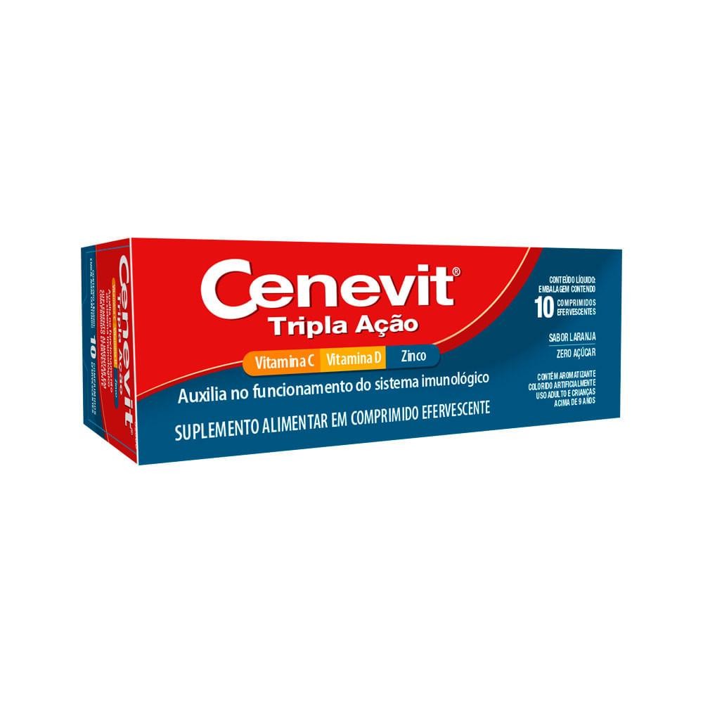 Cenevit Tripla Acao Com 10 Comprimidos Efervescentes Sabor Laranja em Oferta na Shopee