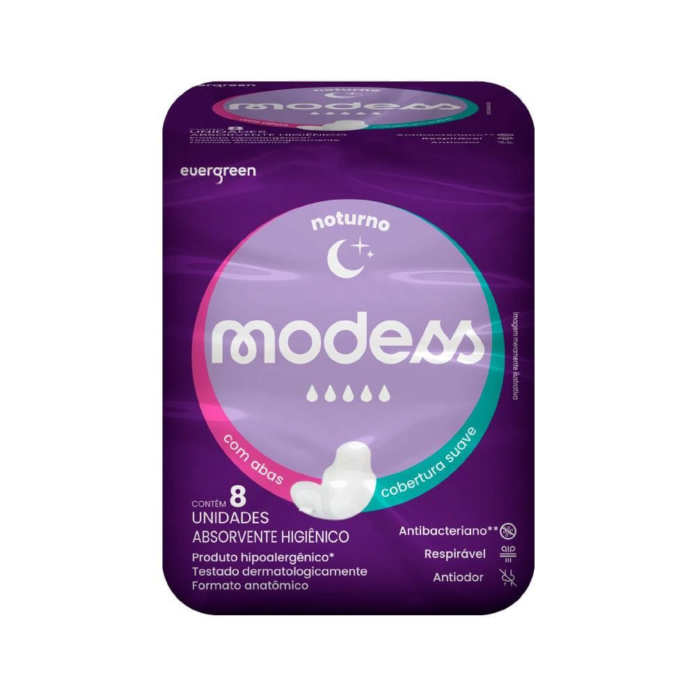 Absorvente Modess Noturno Com 8 Suave Com Abas em Oferta na Shopee