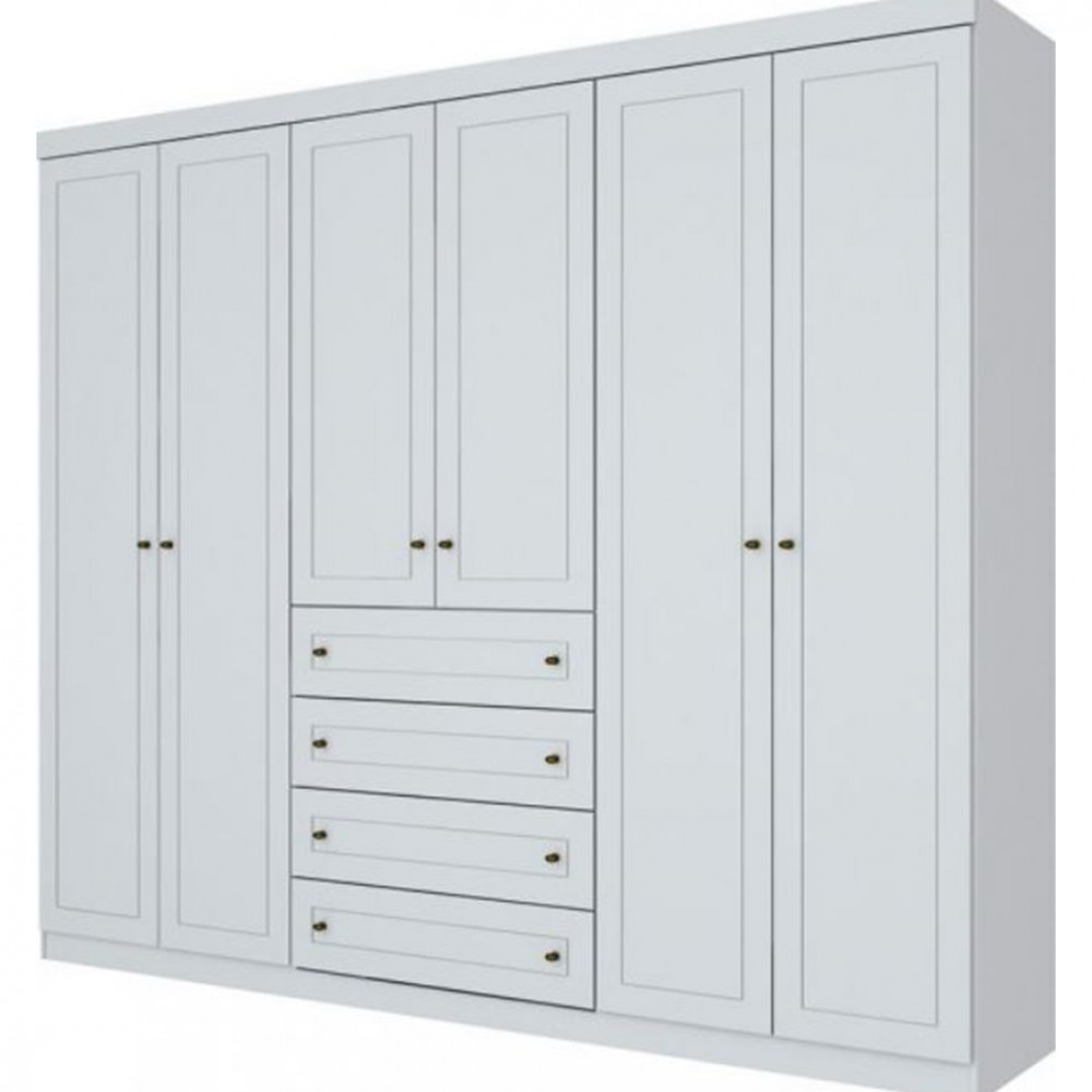 Guarda-Roupa Casal 6 Portas 4 Gavetas Americano Henn em Oferta na Shopee