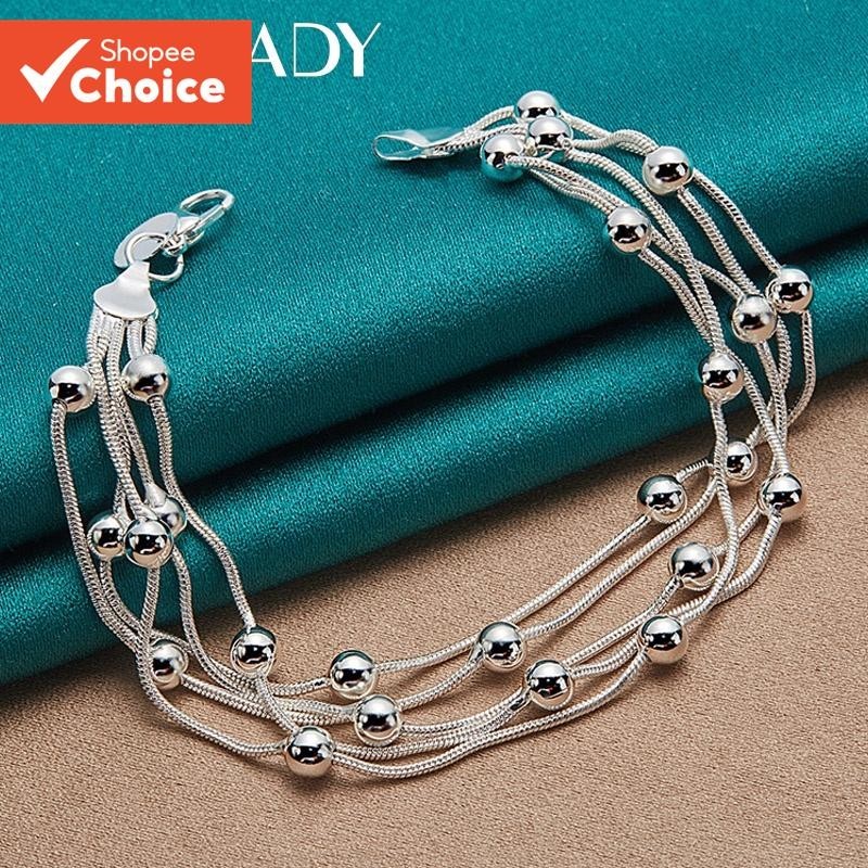 URMYLADY Pulseira De Prata Esterlina 925 Com Contas De 6 Polegadas Para Mulheres , Casamento , Noivado , Joias Da Moda