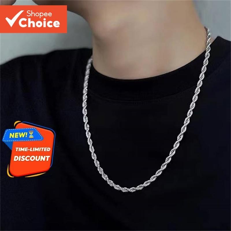 Moda Masculina Colar De Aço Inoxidável Personalidade Feminina Hip Hop Torção Prata Clavícula Corrente