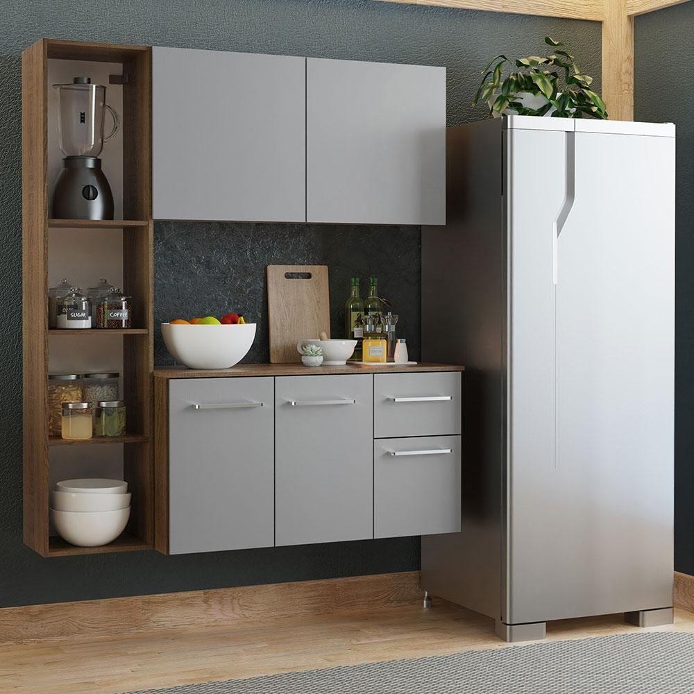 Armário De Cozinha Compacta 120cm Madesa Rustic