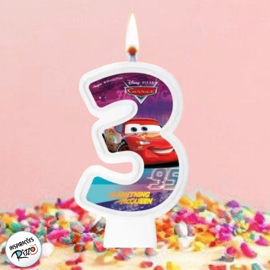 Vela - Carros Nº3 - 8cm - 1 unidade - Disney Original - Rizzo em Oferta na Shopee