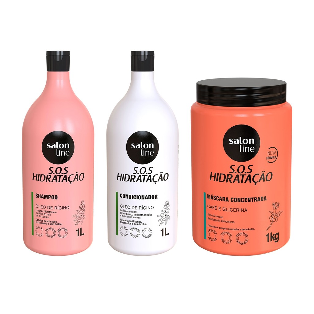 Kit SOS Hidratação Turbinado com Máscara Cachos e Crespos Salon Line - Beauty