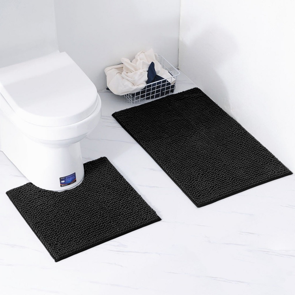 Kit Tapete de Banheiro Bolinha Microfibra Premium Antiderrapante 45x75 Cm + 45x40 Cm