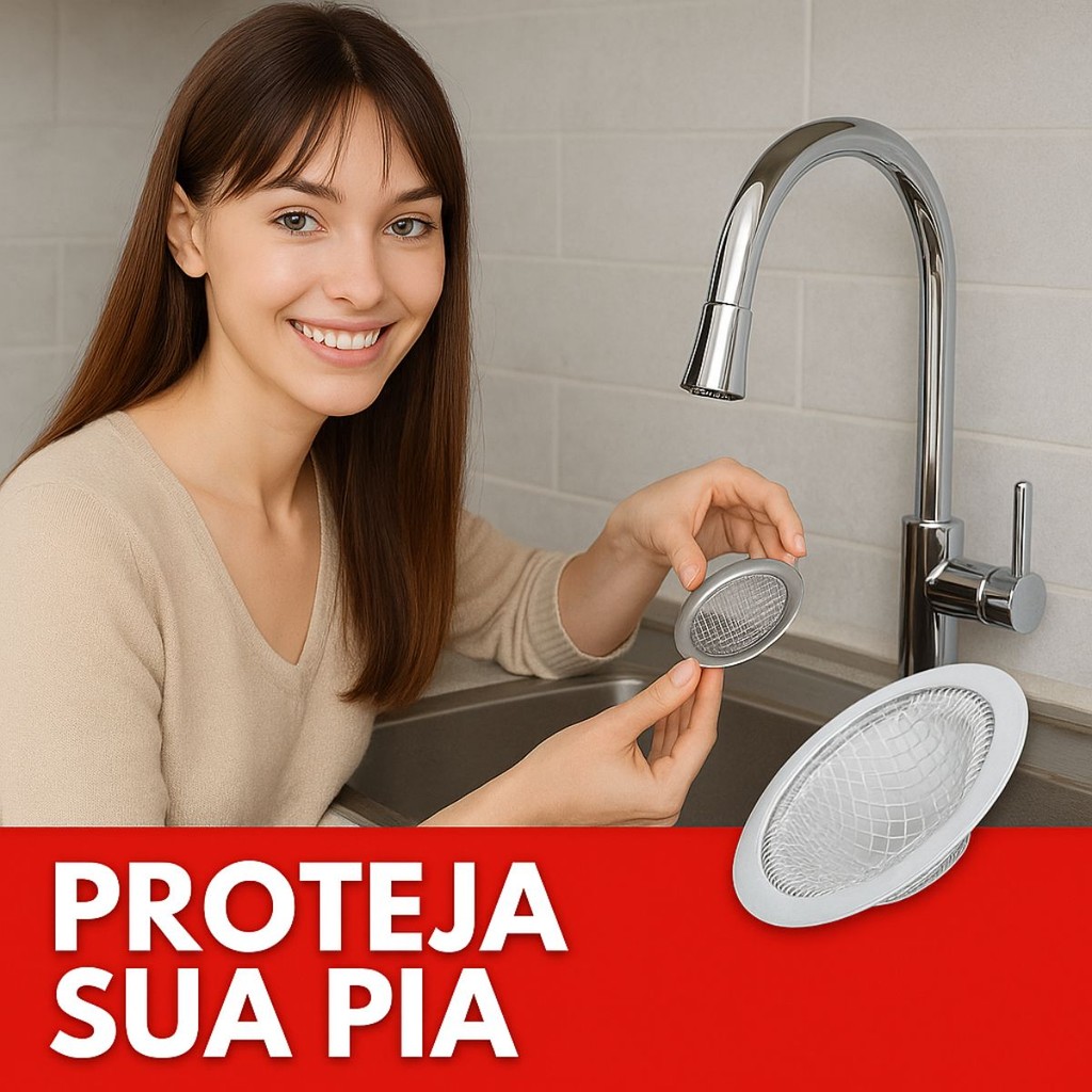 Ralo Médio Inox para Pia 7 cm Lavatório Tanque Tela Ralinho