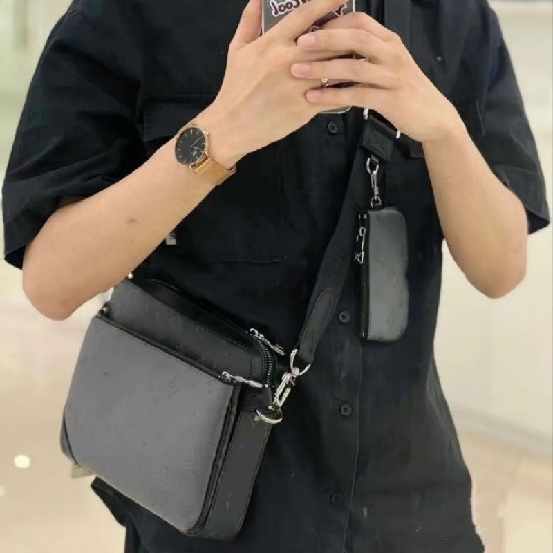 Bolsa mensageiro masculina estilo clássico