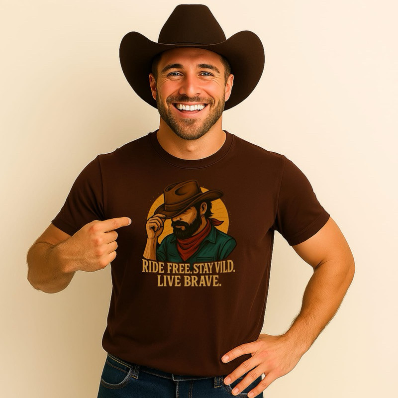 Camiseta Masculina Algodão Camisa Country Cowboy De Chapéu Camiseta Estampada Com Frase