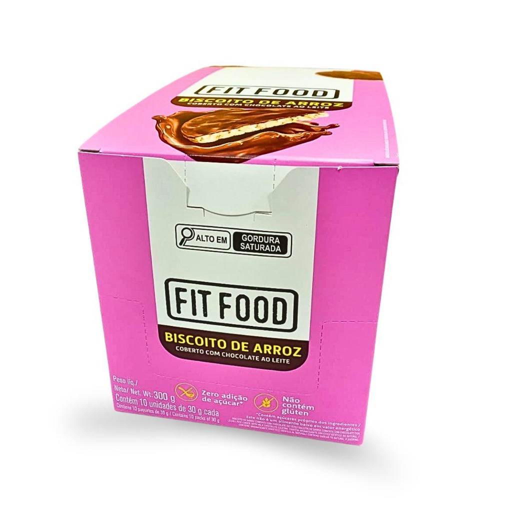 Pack 10un Biscoito De Arroz Em Chocolate Fit Food 30G Cada