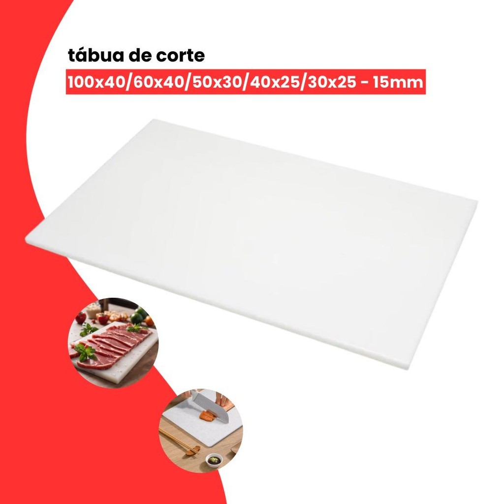 Tabua De Corte 15MM Anvisa Antibacteriana Profissional Carnes Legumes Diversos Tamanhos