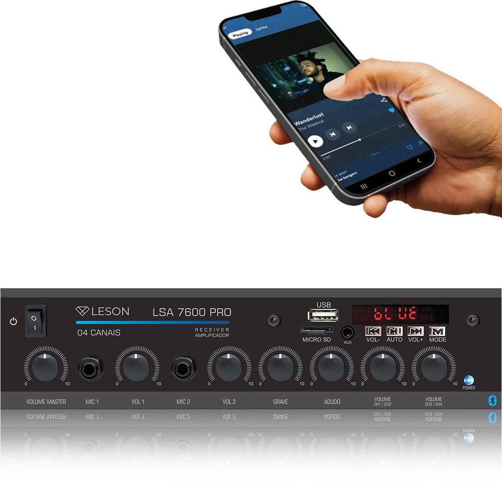 Amplificador Receiver Leson Ls7600 Bt 4 Canais Bivolt