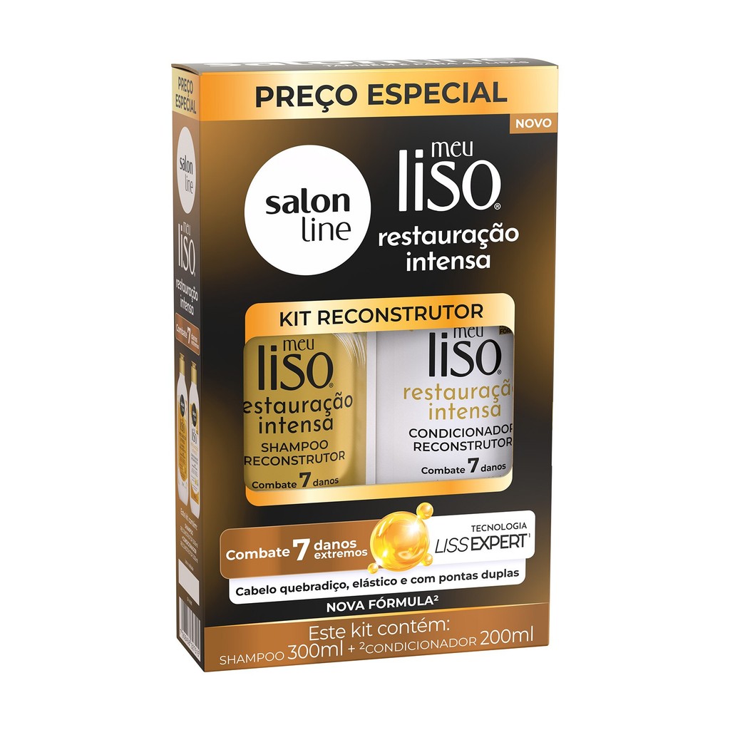Kit Shampoo 300ml + Condicionador 200ml  Meu Liso Restauração Intensa - Beauty