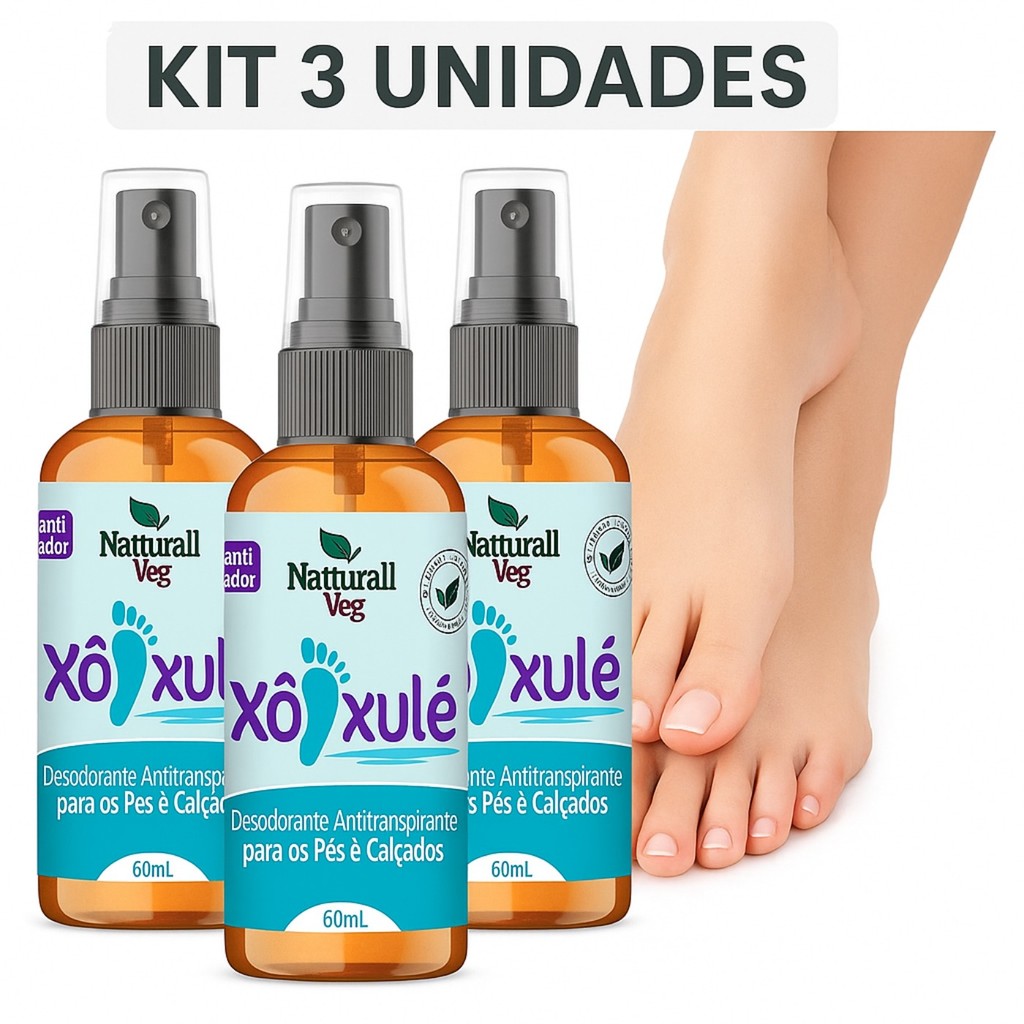 Xo Xulé 60ml NATURALLVEG Desodorante antitranspirante pra pés e calçados antisséptico