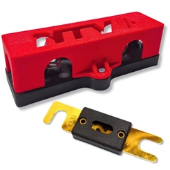 KIT PORTA FUSIVEL + FUSÍVEL FACA GRANDE ANL 100A PARA SOM AUTOMOTIVO BARRAMENTO 3 VIAS COM TAMPA