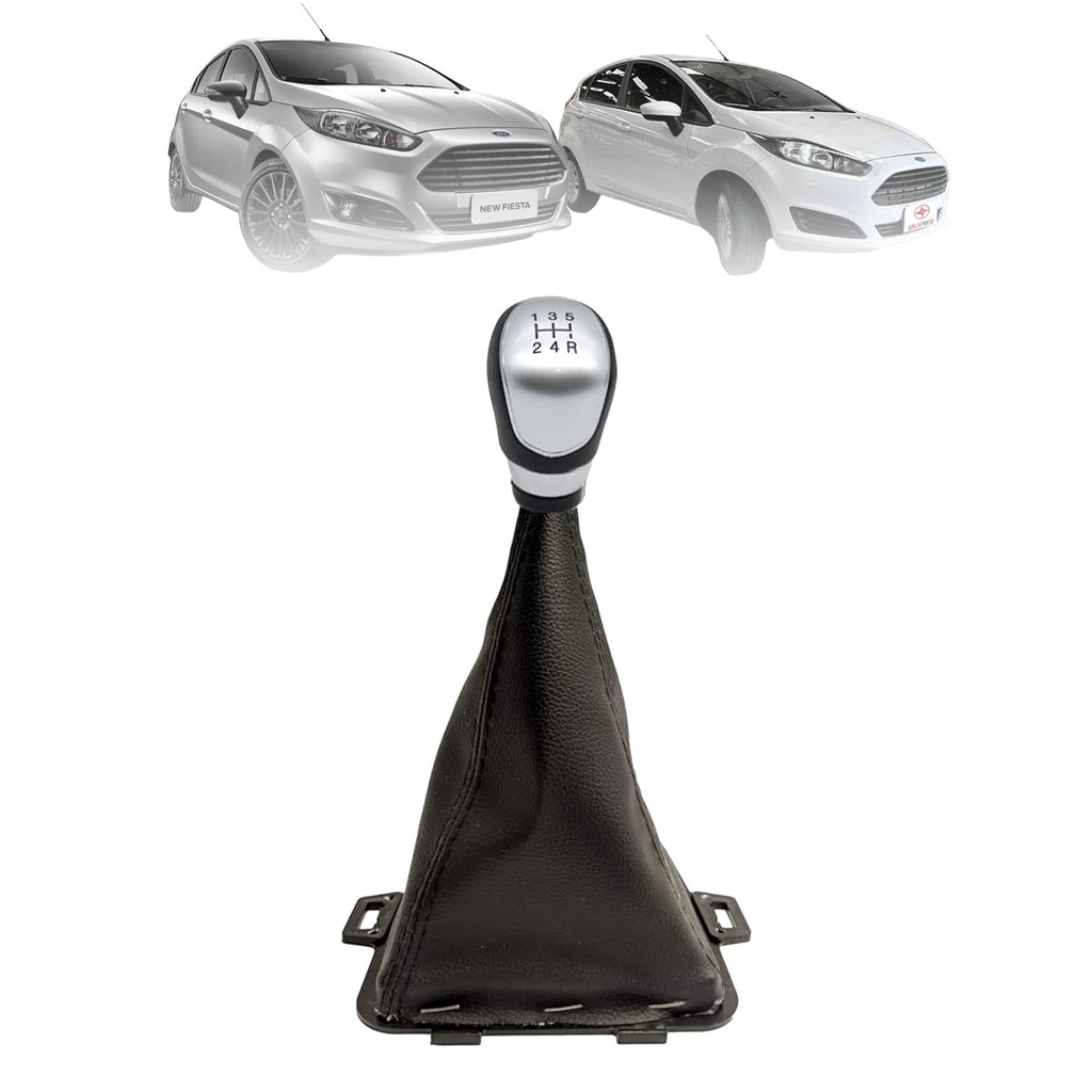 Kit Coifa Alavanca Câmbio De Marcha Ford New Fiesta 2013 2014 2015 2016 17 18 2019 Manopla Cor Prata em Oferta na Shopee
