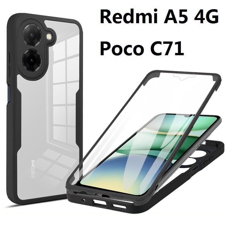Capa De Proteção 360 Para Xiaomi Redmi A5 A3 Poco C71 C75 C65 C61 4G Caso Filme Protetor De Tela Duplo Duro Claro Volta