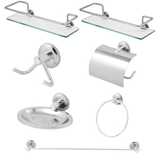 Kit Acessórios Para Banheiro Inox 2 Porta Shampoo Reto Vidro em Oferta na Shopee