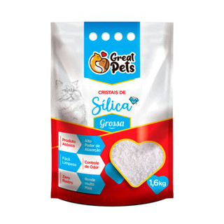 Areia Higiênica Para Gatos Sílica Great Pets Grossa 1,6kg em Oferta na Shopee