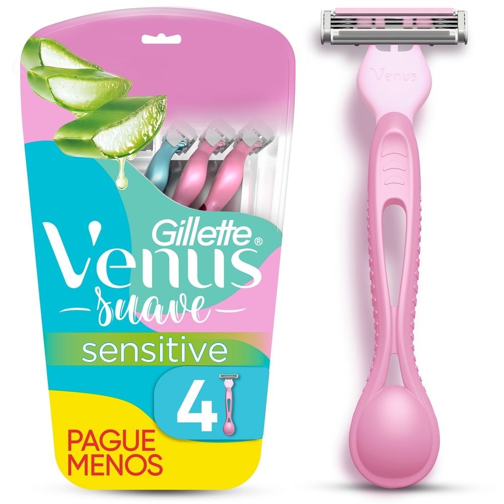 Aparelho de Depilar Gillette Venus Suave Sensitive 4 Unidades - Beauty