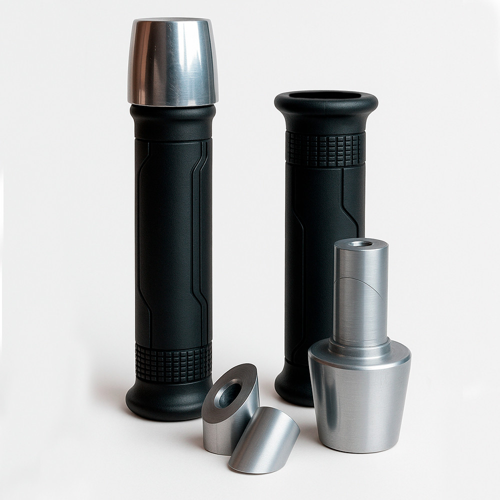 Kit Manopla CG Cargo Titan Fan + Peso de Guidão com Bucha PCX Biz Titan Universal / Polido com Parafusos