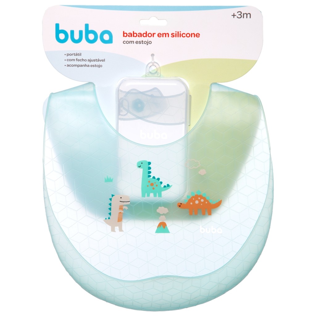 Babador em SIlicone com Pega Migalhas e Estojo Verde - Buba